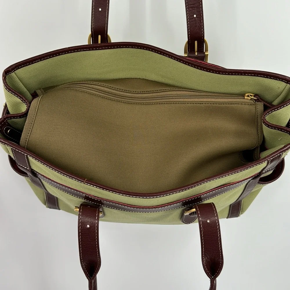 Coakley Laptop Bag green and brown leather